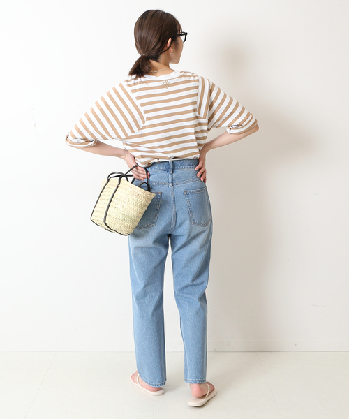 SLOBE IENA(スローブイエナ)の「【JUST FEMALE/ジャストフィーメイル 】 ボーダーカットソー(Tシャツ/カットソー・レディース・ベージュ/ブルー・FREE)」の4枚目の写真