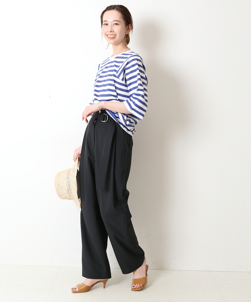 SLOBE IENA(スローブイエナ)の「【JUST FEMALE/ジャストフィーメイル 】 ボーダーカットソー(Tシャツ/カットソー・レディース・ベージュ/ブルー・FREE)」の11枚目の写真