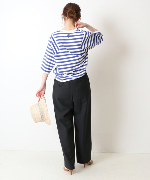 SLOBE IENA(スローブイエナ)の「【JUST FEMALE/ジャストフィーメイル 】 ボーダーカットソー(Tシャツ/カットソー・レディース・ベージュ/ブルー・FREE)」の13枚目の写真