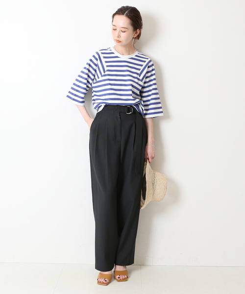 SLOBE IENA(スローブイエナ)の「【JUST FEMALE/ジャストフィーメイル 】 ボーダーカットソー(Tシャツ/カットソー・レディース・ベージュ/ブルー・FREE)」の17枚目の写真