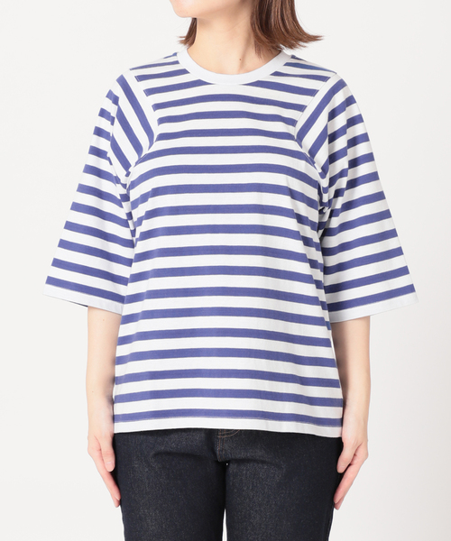SLOBE IENA(スローブイエナ)の「【JUST FEMALE/ジャストフィーメイル 】 ボーダーカットソー(Tシャツ/カットソー・レディース・ベージュ/ブルー・FREE)」の18枚目の写真