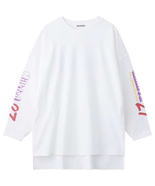 MILKFED.(ミルクフェド)の「BACK LOGO SIDE SLIT BIG TOP(Tシャツ/カットソー・レディース・ホワイト/ブラック/ベージュ/ブルー・ONE SIZE)」の17枚目の写真