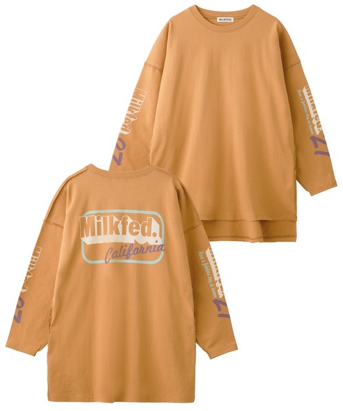 MILKFED.(ミルクフェド)の「BACK LOGO SIDE SLIT BIG TOP(Tシャツ/カットソー・レディース・ホワイト/ブラック/ベージュ/ブルー・ONE SIZE)」の6枚目の写真