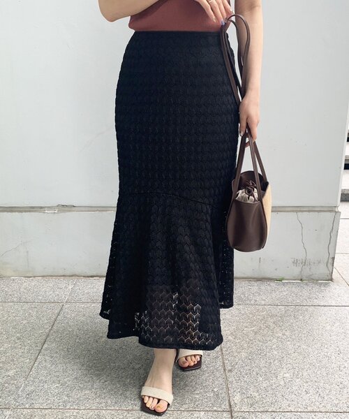 OPAQUE.CLIP（オペークドットクリップ）の「◆凸凹レースマーメイドスカート（スカート・レディース・ブラック/ダークグリーン/レンガ・38/36）」の2枚目の写真