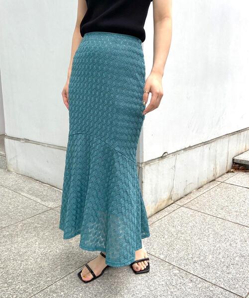 OPAQUE.CLIP（オペークドットクリップ）の「◆凸凹レースマーメイドスカート（スカート・レディース・ブラック/ダークグリーン/レンガ・38/36）」の3枚目の写真