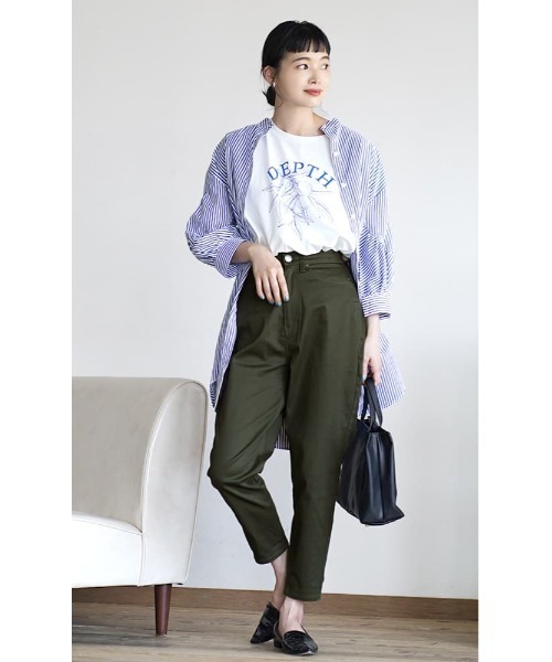 zootie(ズーティー)の「ジェネラルチノ タック テーパードパンツ(チノパンツ・レディース・ネイビー/オリーブ/ホワイト/ダークベージュ/ブラック/グレー/キャメル・LL/M/S/L/3L)」の9枚目の写真