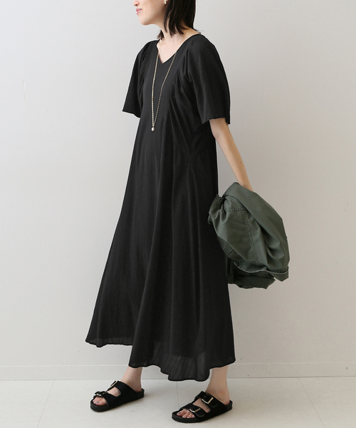 SLOBE IENA(スローブイエナ)の「コットンクレープワンピース(ワンピース・レディース・ブラック/ブラウン/ブルー系その他・FREE)」の1枚目の写真