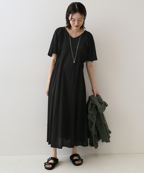 SLOBE IENA(スローブイエナ)の「コットンクレープワンピース(ワンピース・レディース・ブラック/ブラウン/ブルー系その他・FREE)」の4枚目の写真