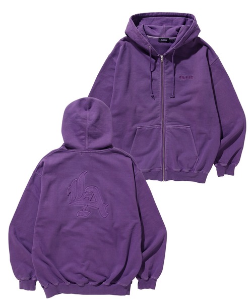 XLARGE（エクストララージ）の「PIGMENT DYED EMBOSS LOGO ZIP HOODED SWEAT（パーカー・メンズ・ブラック/パープル/ネイビー・S/M/L/XL）」の18枚目の写真