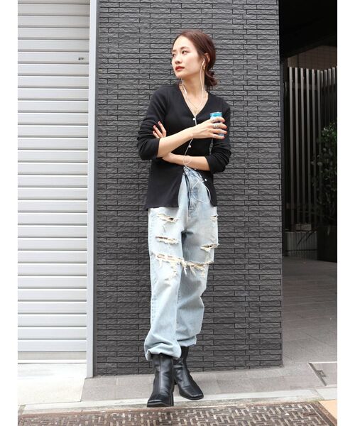 Ungrid(アングリッド)の「オーガニックコットンテレコカーディガン(カーディガン/ボレロ・レディース・アイボリー/ブラック・FREE)」の16枚目の写真