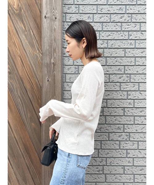 Ungrid(アングリッド)の「オーガニックコットンテレコカーディガン(カーディガン/ボレロ・レディース・アイボリー/ブラック・FREE)」の5枚目の写真