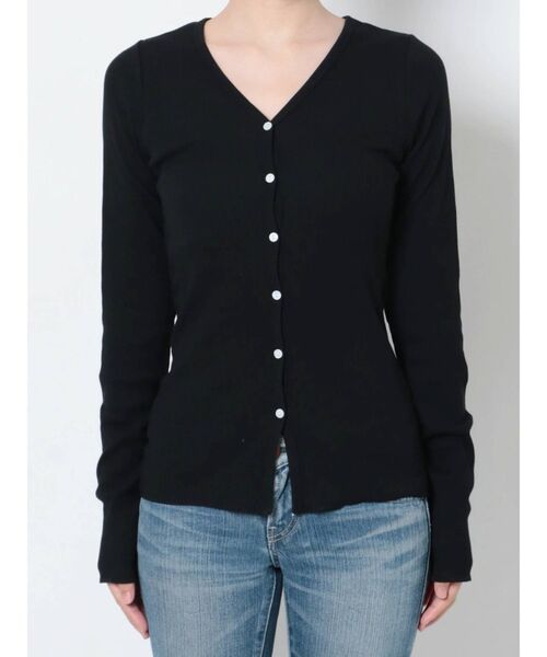 Ungrid(アングリッド)の「オーガニックコットンテレコカーディガン(カーディガン/ボレロ・レディース・アイボリー/ブラック・FREE)」の9枚目の写真
