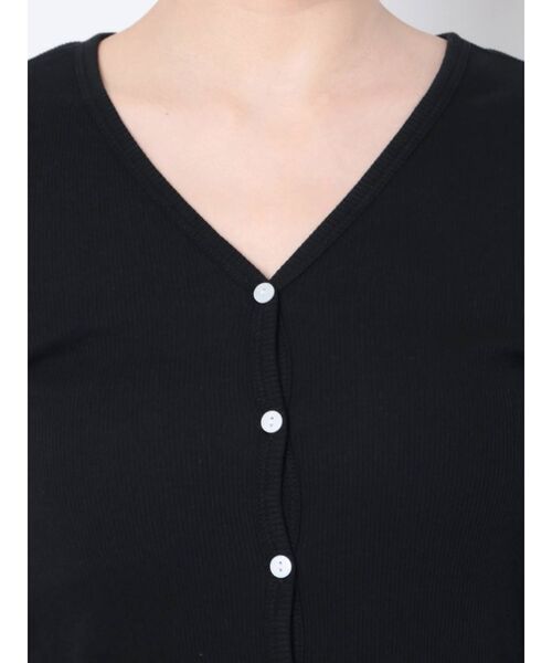 Ungrid(アングリッド)の「オーガニックコットンテレコカーディガン(カーディガン/ボレロ・レディース・アイボリー/ブラック・FREE)」の4枚目の写真