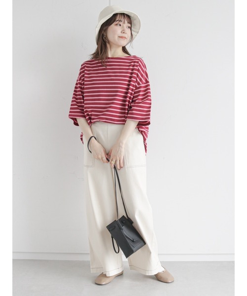 ehka sopo(エヘカソポ)の「配色ステッチワイドパンツ(その他パンツ・レディース・ブラウン/チャコール/キナリ・フリ-)」の9枚目の写真