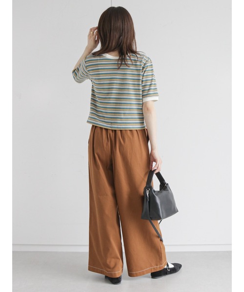 ehka sopo(エヘカソポ)の「配色ステッチワイドパンツ(その他パンツ・レディース・ブラウン/チャコール/キナリ・フリ-)」の20枚目の写真