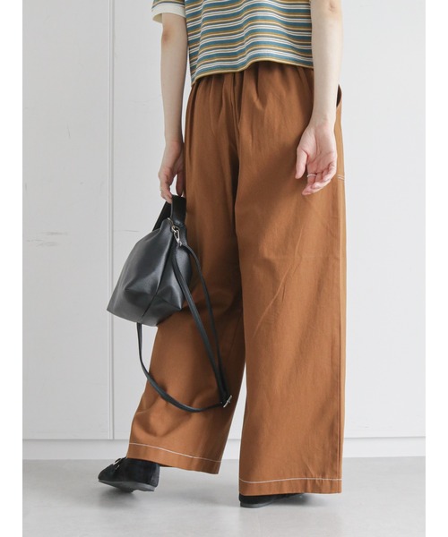 ehka sopo(エヘカソポ)の「配色ステッチワイドパンツ(その他パンツ・レディース・ブラウン/チャコール/キナリ・フリ-)」の22枚目の写真