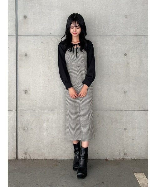 ENVYM(アンビー)の「ボレロコンビOP(ワンピース・レディース・チェック/ブラック・FREE)」の20枚目の写真