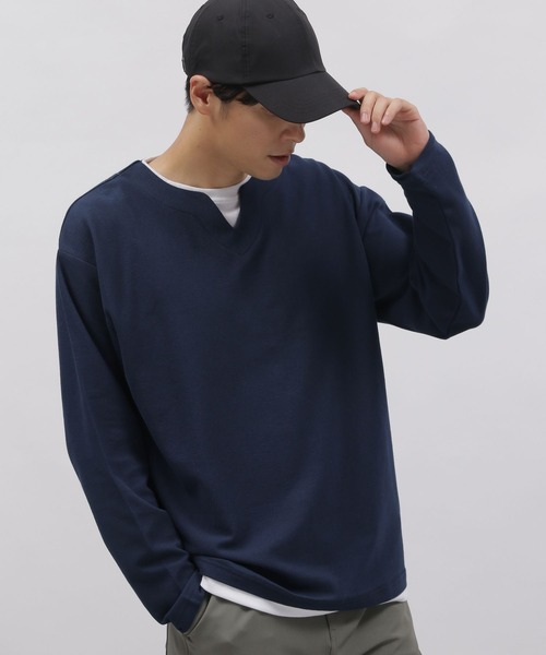 LAKOLE(ラコレ)の「キーネックレイヤードロングTシャツ / 150758(Tシャツ/カットソー・メンズ・ブラック/オリーブ/ベージュ/ネイビー・X-LARGE/MEDIUM/LARGE)」の4枚目の写真