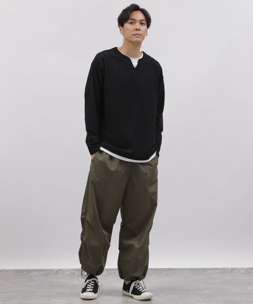LAKOLE(ラコレ)の「キーネックレイヤードロングTシャツ / 150758(Tシャツ/カットソー・メンズ・ブラック/オリーブ/ベージュ/ネイビー・X-LARGE/MEDIUM/LARGE)」の5枚目の写真