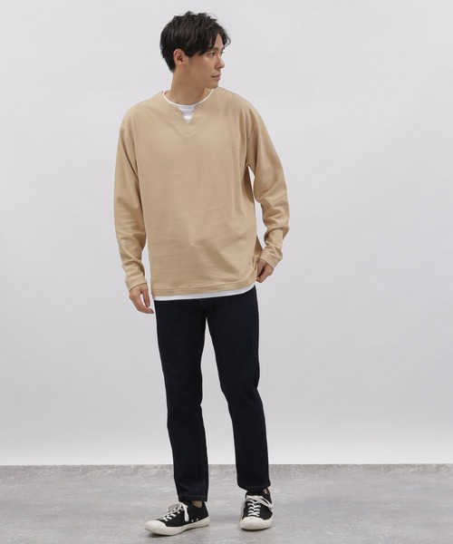 LAKOLE(ラコレ)の「キーネックレイヤードロングTシャツ / 150758(Tシャツ/カットソー・メンズ・ブラック/オリーブ/ベージュ/ネイビー・X-LARGE/MEDIUM/LARGE)」の10枚目の写真