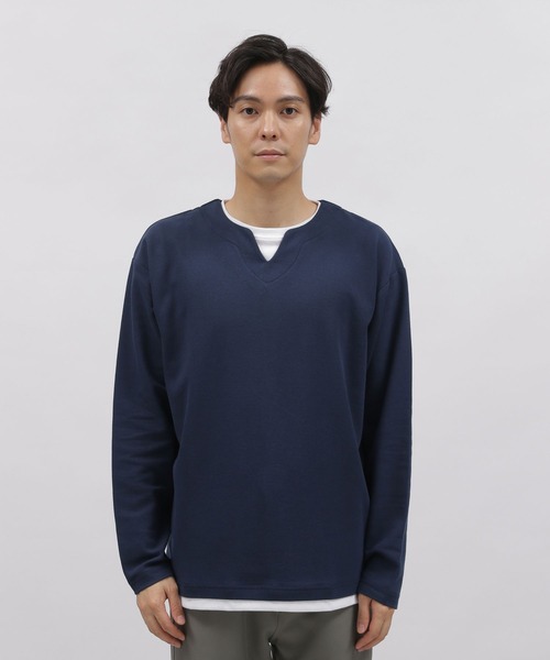 LAKOLE(ラコレ)の「キーネックレイヤードロングTシャツ / 150758(Tシャツ/カットソー・メンズ・ブラック/オリーブ/ベージュ/ネイビー・X-LARGE/MEDIUM/LARGE)」の6枚目の写真