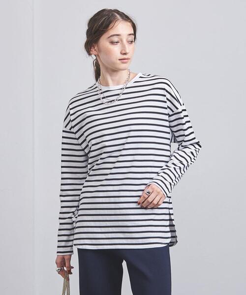 UNITED ARROWS（ユナイテッドアローズ）の「ラウンドヘム ロングスリーブ カットソー（Tシャツ/カットソー・レディース・ブラウン/オフホワイト/その他1・FREE）」の3枚目の写真