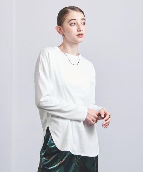 UNITED ARROWS（ユナイテッドアローズ）の「ラウンドヘム ロングスリーブ カットソー（Tシャツ/カットソー・レディース・ブラウン/オフホワイト/その他1・FREE）」の9枚目の写真