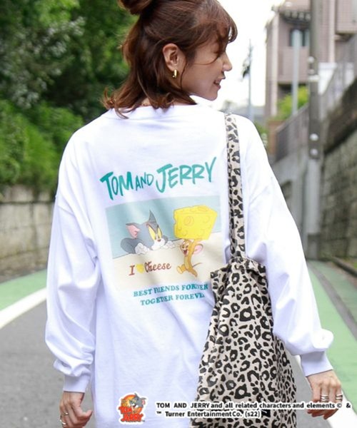 Tom&Jerry(トムアンドジェリー)の「別注/トムとジェリー刺繍バックプリントロンT(Tシャツ/カットソー・レディース・ホワイト/イエロー/ダークグリーン/ネイビー・FREE)」の2枚目の写真