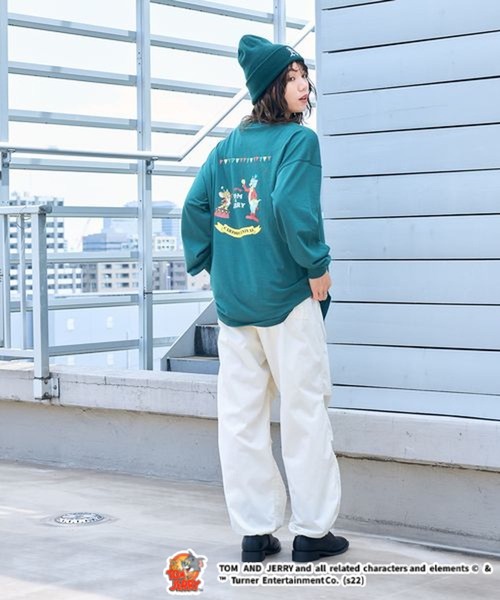 Tom&Jerry(トムアンドジェリー)の「別注/トムとジェリー刺繍バックプリントロンT(Tシャツ/カットソー・レディース・ホワイト/イエロー/ダークグリーン/ネイビー・FREE)」の5枚目の写真