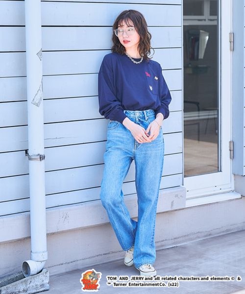 Tom&Jerry(トムアンドジェリー)の「別注/トムとジェリー刺繍バックプリントロンT(Tシャツ/カットソー・レディース・ホワイト/イエロー/ダークグリーン/ネイビー・FREE)」の10枚目の写真