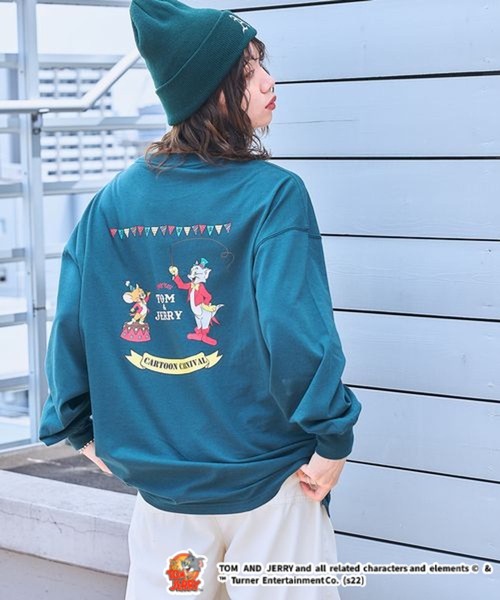 Tom&Jerry(トムアンドジェリー)の「別注/トムとジェリー刺繍バックプリントロンT(Tシャツ/カットソー・レディース・ホワイト/イエロー/ダークグリーン/ネイビー・FREE)」の6枚目の写真