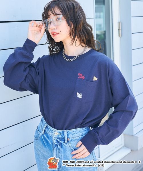 Tom&Jerry(トムアンドジェリー)の「別注/トムとジェリー刺繍バックプリントロンT(Tシャツ/カットソー・レディース・ホワイト/イエロー/ダークグリーン/ネイビー・FREE)」の11枚目の写真