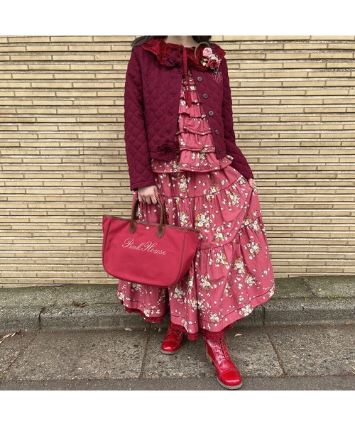 ピンクハウス♡２０２２秋♡ロングスカート♡ブルーミングドットプリント　ピンク PINK HOUSE（ピンクハウス）の「ブルーミングドットプリントスカート