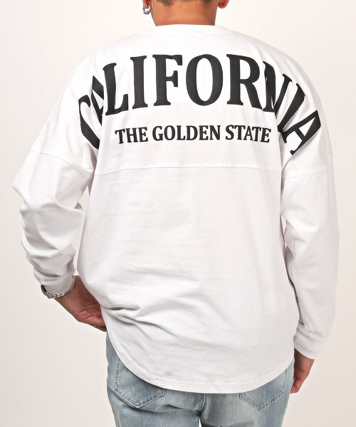 LUXSTYLE(ラグスタイル)の「バックロゴ発泡プリントロンT(Tシャツ/カットソー・メンズ・ネイビー/イエロー/オレンジ/ホワイト/グリーン/ブラック・L/M)」の2枚目の写真