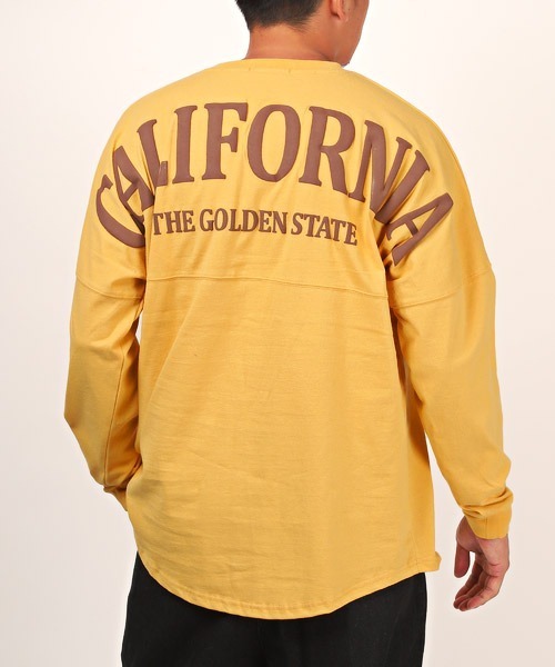 LUXSTYLE(ラグスタイル)の「バックロゴ発泡プリントロンT(Tシャツ/カットソー・メンズ・ネイビー/イエロー/オレンジ/ホワイト/グリーン/ブラック・L/M)」の5枚目の写真