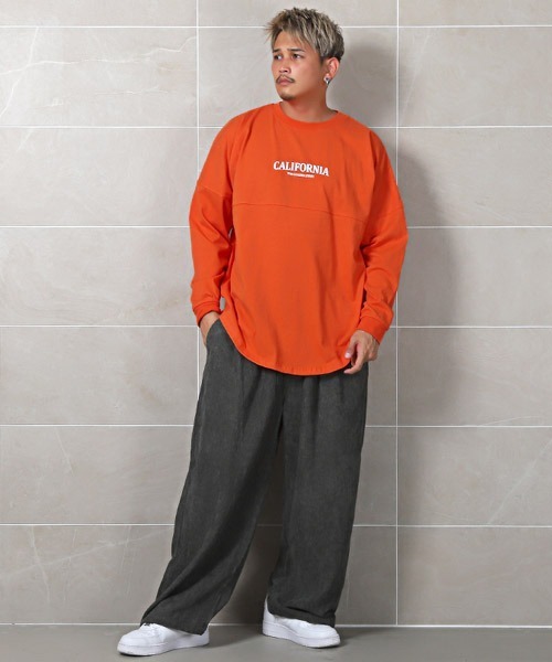 LUXSTYLE(ラグスタイル)の「バックロゴ発泡プリントロンT(Tシャツ/カットソー・メンズ・ネイビー/イエロー/オレンジ/ホワイト/グリーン/ブラック・L/M)」の9枚目の写真