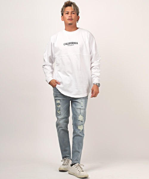 LUXSTYLE(ラグスタイル)の「バックロゴ発泡プリントロンT(Tシャツ/カットソー・メンズ・ネイビー/イエロー/オレンジ/ホワイト/グリーン/ブラック・L/M)」の12枚目の写真
