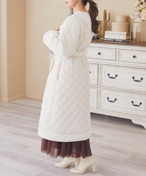 Areeam（アリーム）の「衿付き中綿キルティングコート（その他アウター・レディース・ブラック/オフホワイト・FREE）」の5枚目の写真