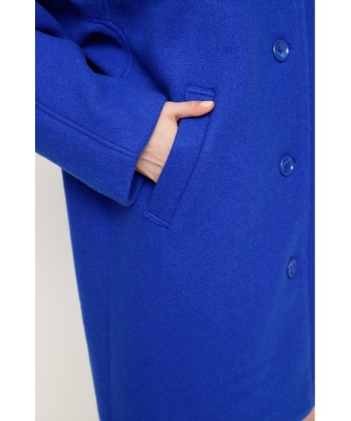 SLY(スライ)の「CURVED SLEEVE COAT カーブドスリーブ コート ビックカラー(ステンカラーコート・レディース・マルチ/ブルー/ブラック・FREE)」の18枚目の写真