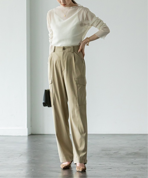 noble ラメシアークレープジャージーロングTシャツ シアークレープ2WAY