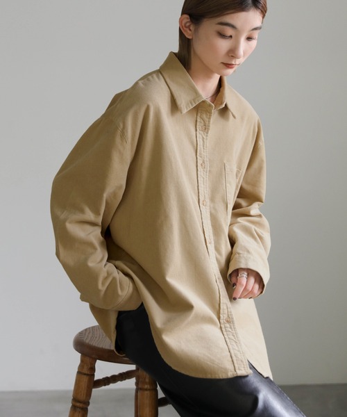 select MOCA(セレクトモカ)の「コーデュロイ細ピッチシャツ(シャツ/ブラウス・レディース・アイボリー/チャコール/ブラウン・FREE)」の1枚目の写真