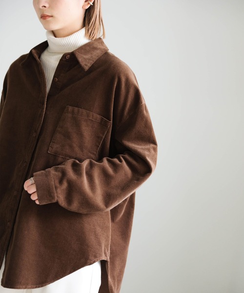 select MOCA(セレクトモカ)の「コーデュロイ細ピッチシャツ(シャツ/ブラウス・レディース・アイボリー/チャコール/ブラウン・FREE)」の7枚目の写真