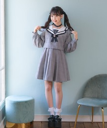 セーラーカラービジュリボン付ワンピース