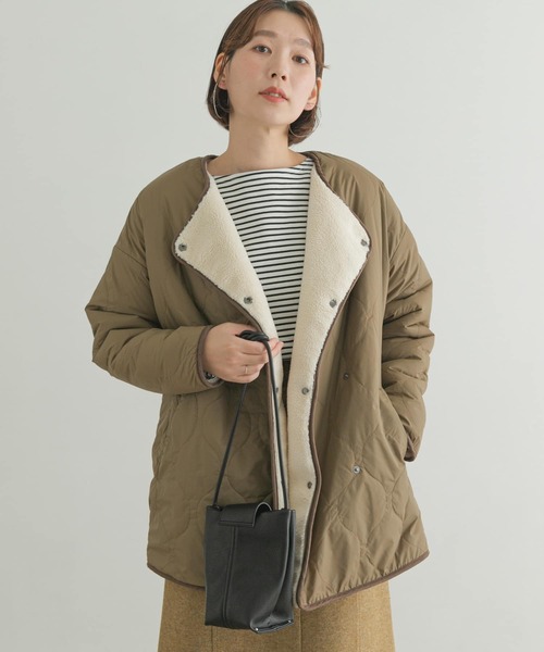 F by ROSSO（エフバイロッソ）の「F by ROSSO　ボアリバーシブルブルゾン（ブルゾン・レディース・ベージュ/ブラック/オフホワイト・FREE）」の17枚目の写真