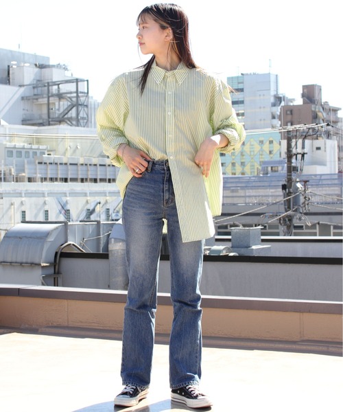 【美品/23SS】Shinzone DADDYシャツ ストライプ グリーン THE SHINZONE（ザ シンゾーン）の「THE SHINZONE/シンゾーン