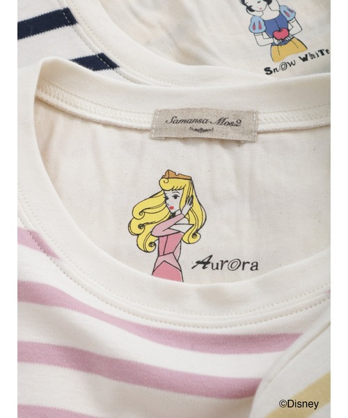 Samansa Mos2（サマンサ モスモス）の「【Disney】プリンセス／スムースボーダートップス（Tシャツ/カットソー・レディース・ブルー/ピンク/ネイビー/イエロー・ﾌﾘ-）」の4枚目の写真