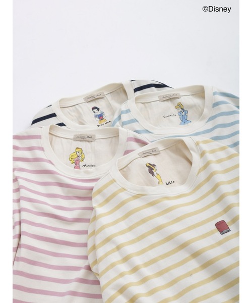 Samansa Mos2（サマンサ モスモス）の「【Disney】プリンセス／スムースボーダートップス（Tシャツ/カットソー・レディース・ブルー/ピンク/ネイビー/イエロー・ﾌﾘ-）」の5枚目の写真