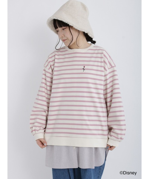 Samansa Mos2（サマンサ モスモス）の「【Disney】プリンセス／スムースボーダートップス（Tシャツ/カットソー・レディース・ブルー/ピンク/ネイビー/イエロー・ﾌﾘ-）」の6枚目の写真