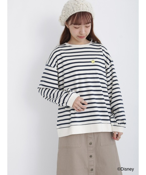 Samansa Mos2（サマンサ モスモス）の「【Disney】プリンセス／スムースボーダートップス（Tシャツ/カットソー・レディース・ブルー/ピンク/ネイビー/イエロー・ﾌﾘ-）」の9枚目の写真