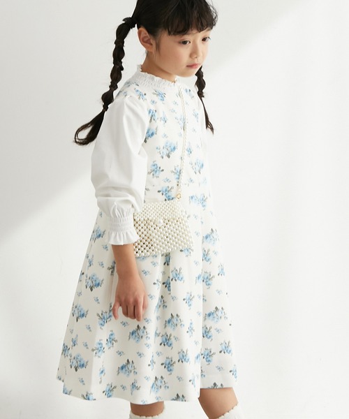 セール】【KIDS】入卒式にも/花柄タックワンピース（ワンピース
